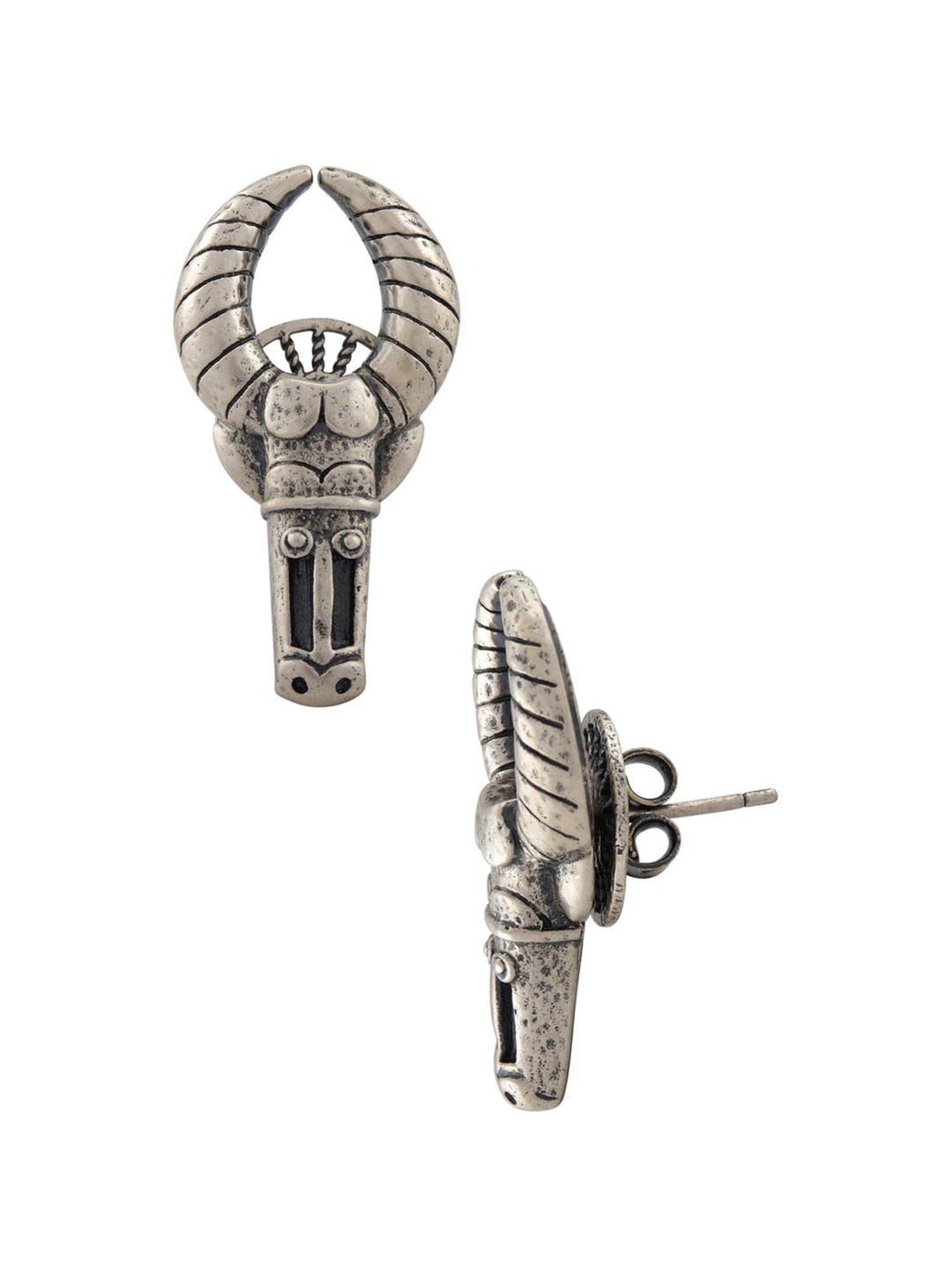 Tribe Amrapali Silver-Plated Tribal Mask Masaba Stud Earrings