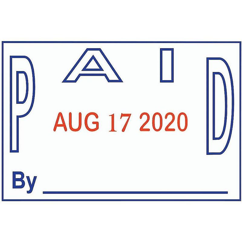 2000 Plus Two-Color Word Dater 1 3/4 x 1 "Paid " Self-Inking Blue/Red 011033