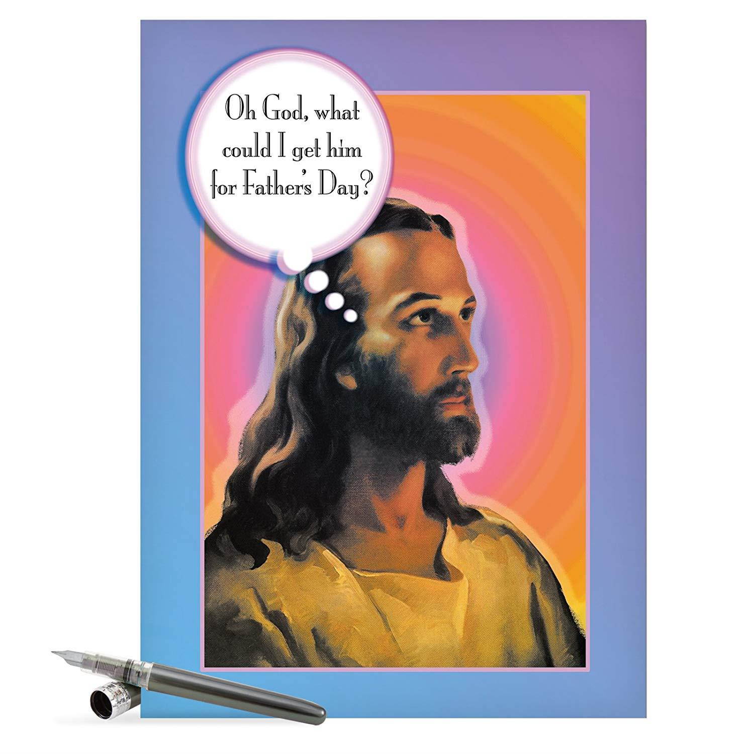 Humorous 8.5'' x 11'' Happy Father's Day Giant Card with Envelope - Oh God,What To Get Him - Thank You Gift to Fathers, Daddy, Husband and Show Appreciation (Big Version) #J0168