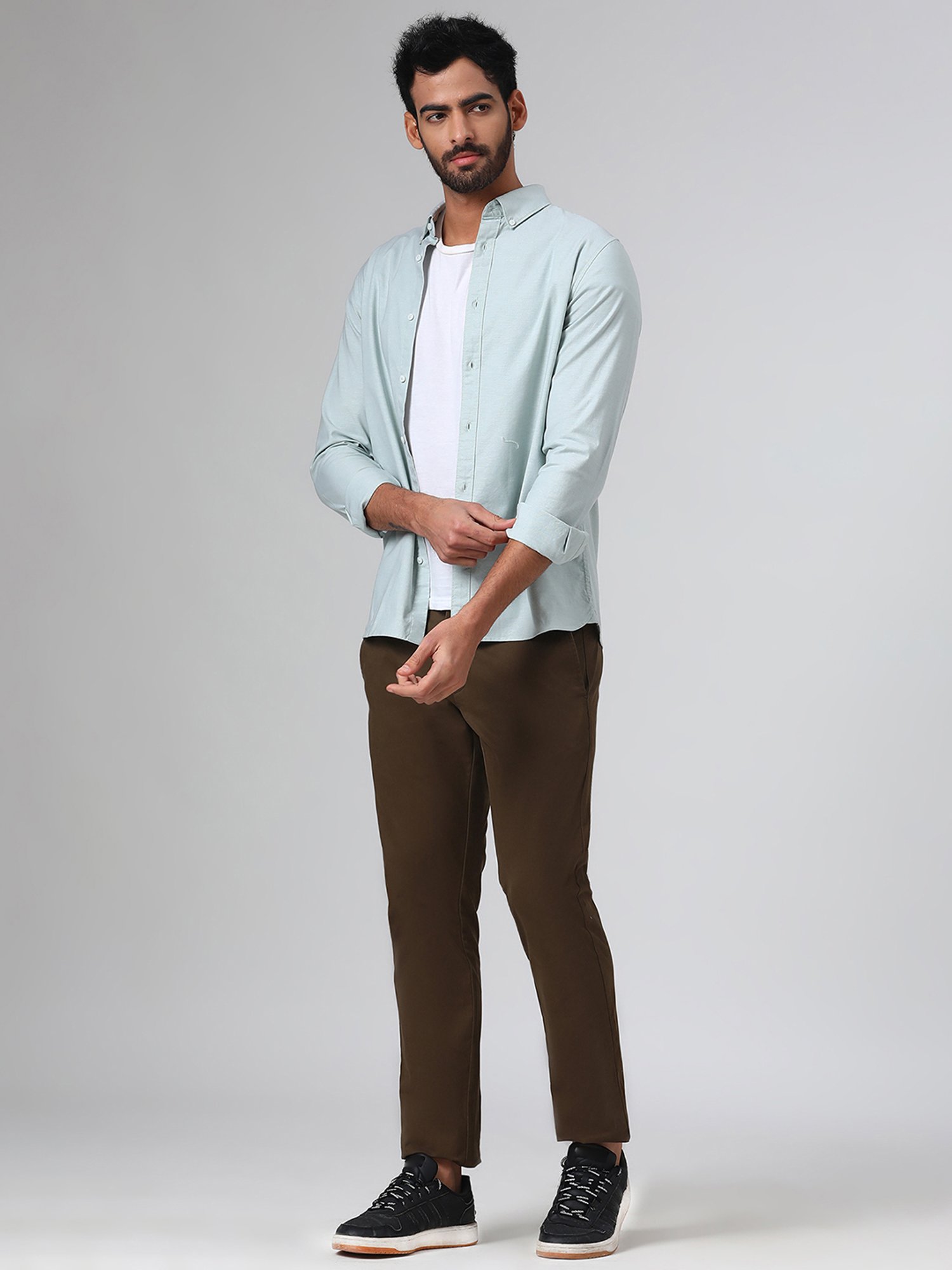 SUBTRACT Dark Olive Slim Fit Chinos