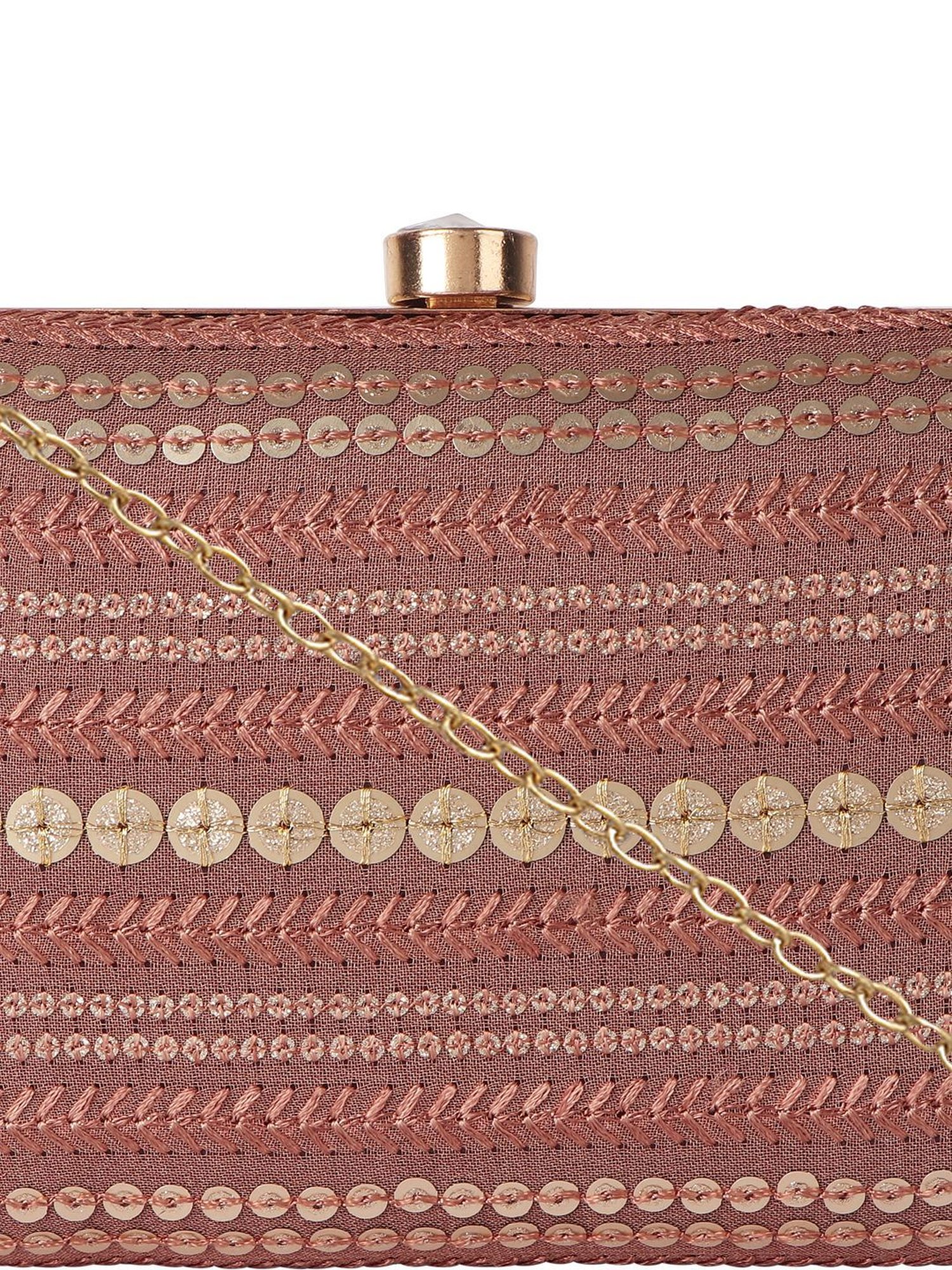 Horra Dusty Brown Embellished Clutch