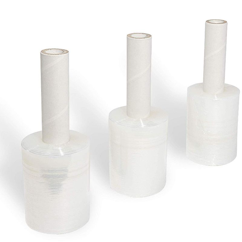 Juvale 12 Pack 80 Gauge Clear Stretch Wrap Film Roll with Handle (5 in x 1000 ft)