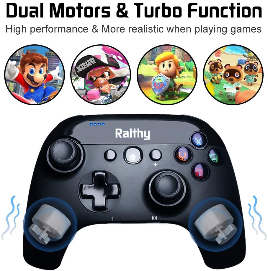 Ralthy Wireless Pro Controller for Nintendo Switch/Switch Lite Remote Joypad Gamepad Support Turbo, Dual Shock and Gyro Axis[New Version]