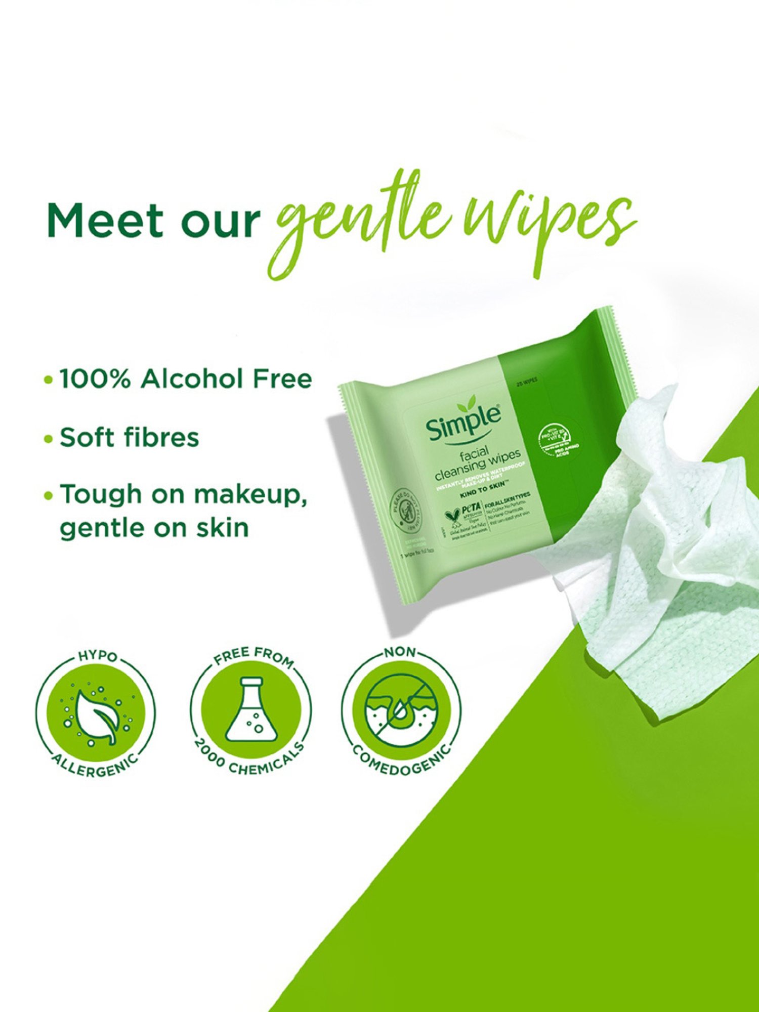 Simple Kind To Skin Facial Cleansing Wipes - 25 Wipes