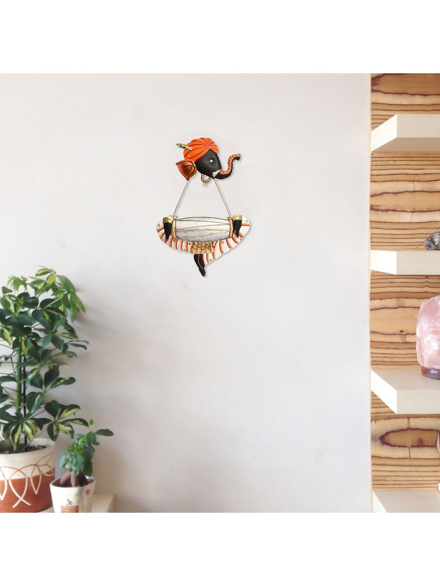 eCraftIndia Musician Ganesha Playing Dholak Wall Hanging