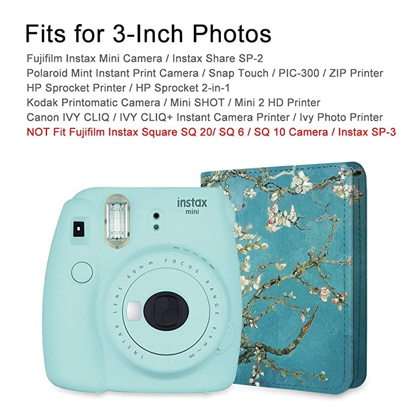 Mini Photo Album for Fujifilm Instax 3Inch Film 104 Pockets Album for Fujifilm Instax Mini 11 Mini 9 Mini 8 Mini 90 Mini 25 Mini Link Printer Mini LiPlay Polaroid Snap PIC300 Blossom
