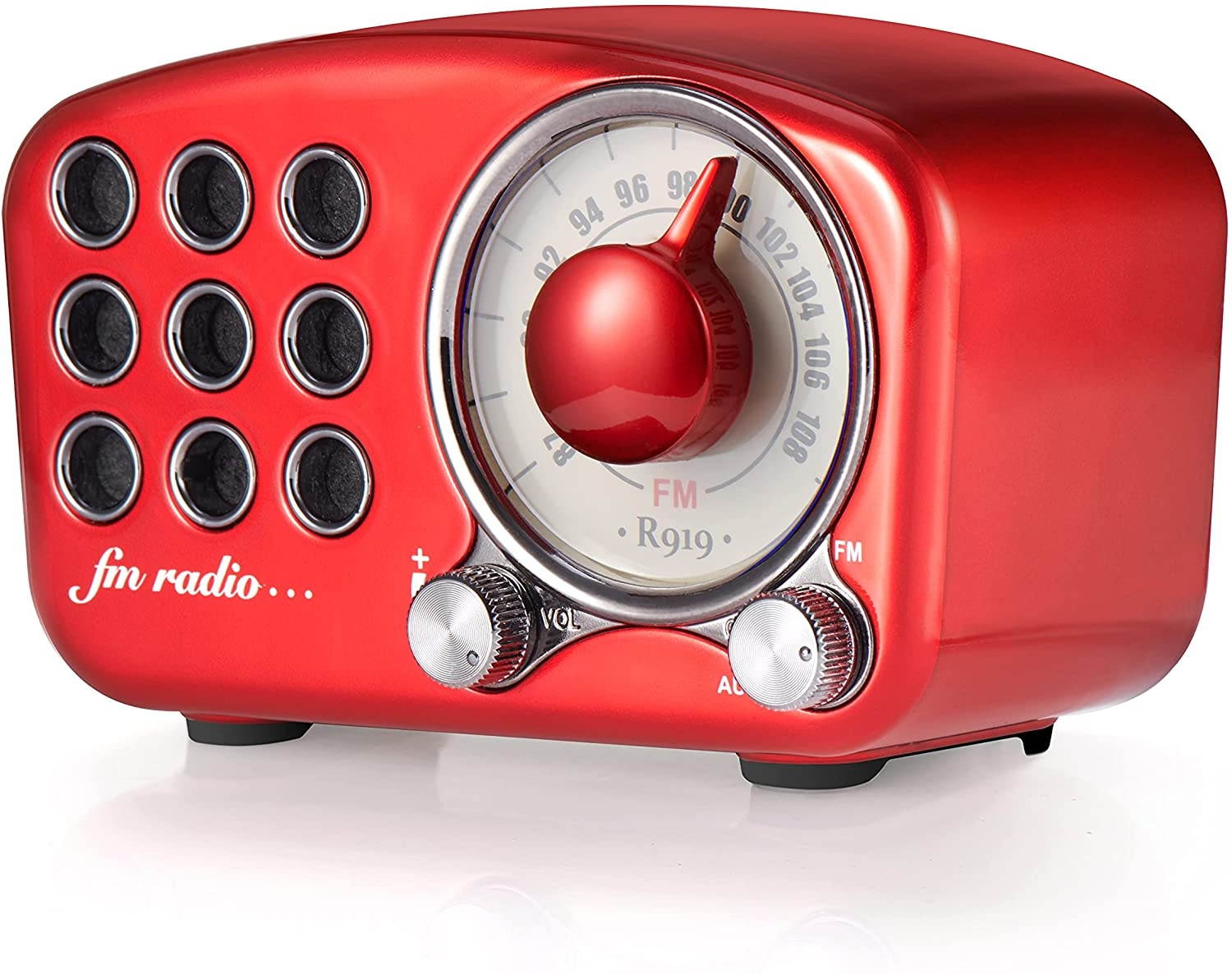 Retro Bluetooth Speaker, Vintage Radio FM Radio with Old Fashioned Classic Style, Strong Bass Enhancement, Loud Volume, Bluetooth 4.2 Wireless Connection, TF Card and MP3 Player (RED)