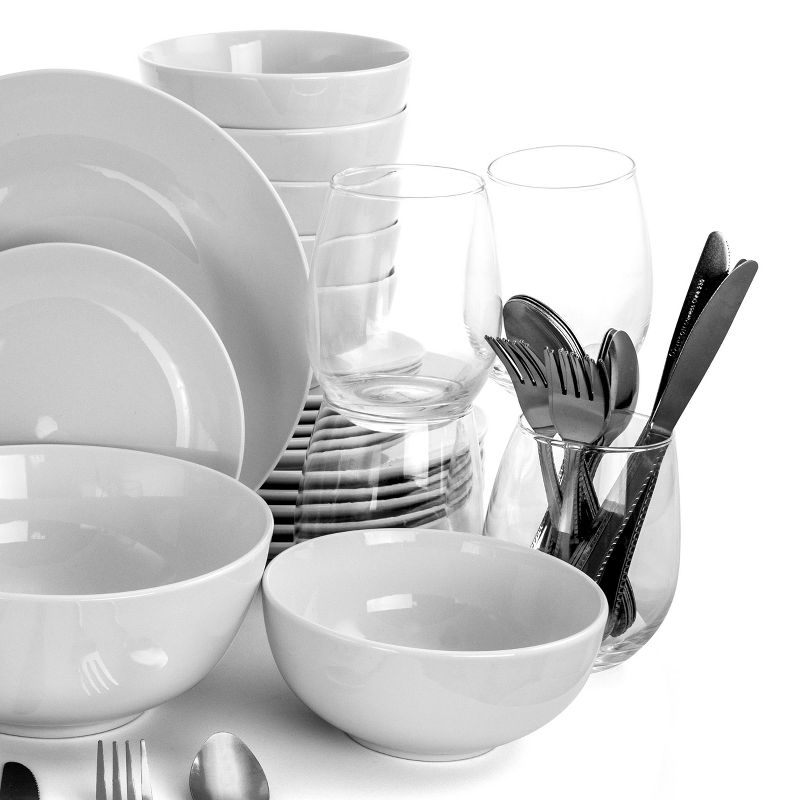 Gibson All U Need 60 Piece Ceramic Dinnerware Combo Set with Drinkware and Flatware