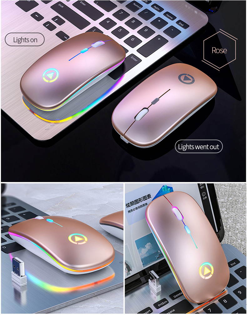 Silent LED Backlit Mice USB Optical Ergonomic Gaming Mouse Rechargeable Mouse Wireless PC Computer Mouse Gamer Mouse For Laptop