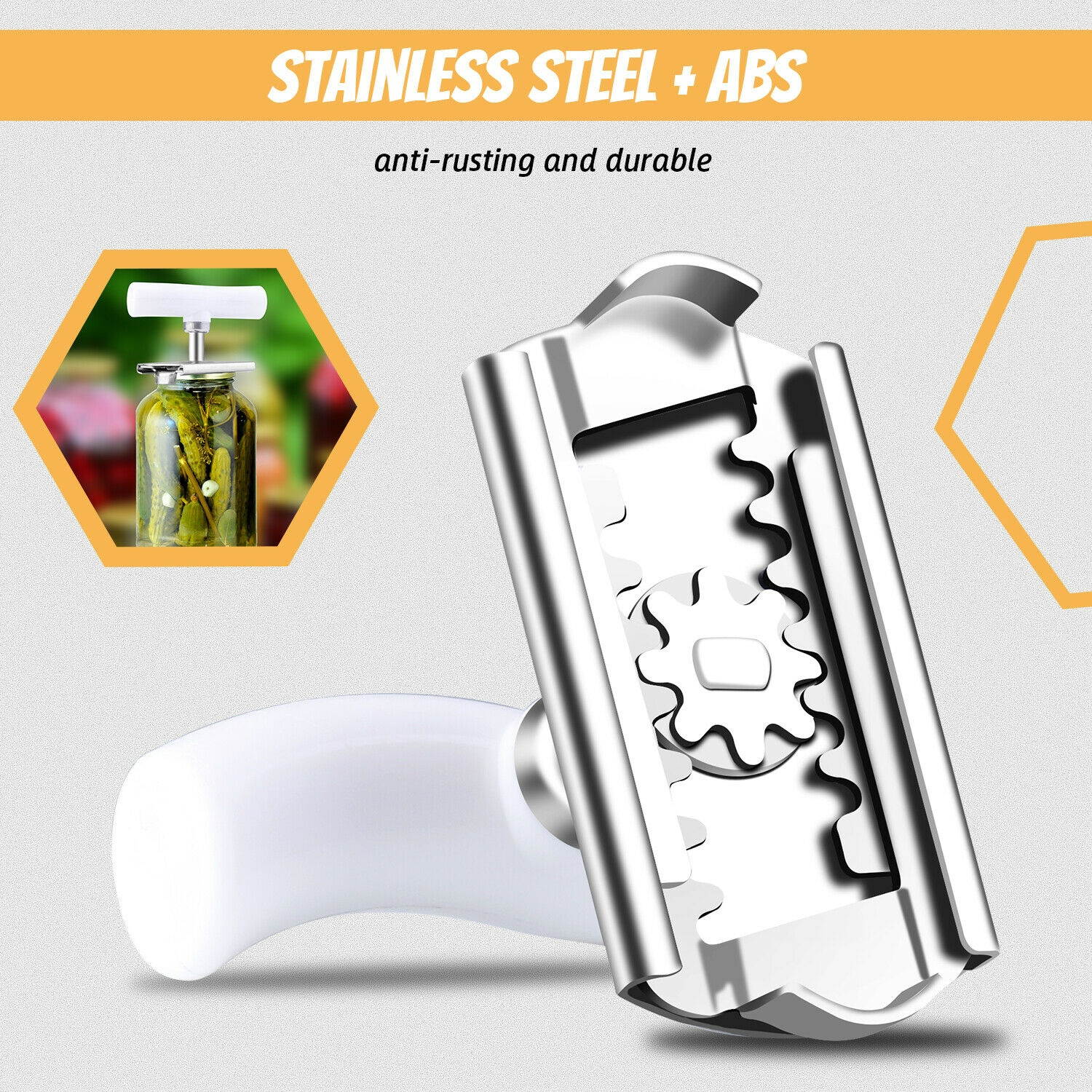 Adjustable Jar Opener Lid Bottle Can Open Stainless Steel Easy Grip Kitchen Tool