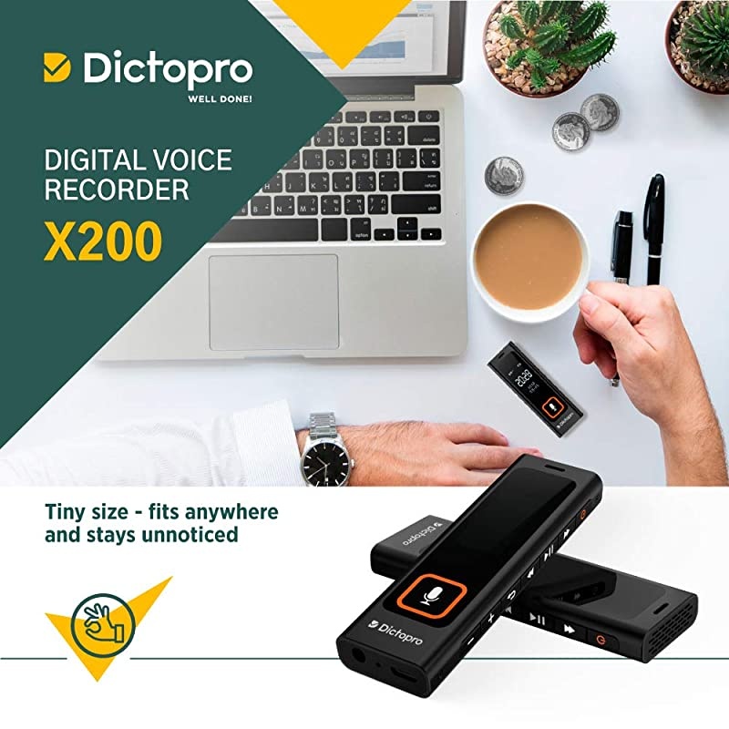 Voice Activated Recorder w/Password Protection - HQ Recording from 60ft, Record Lectures & Meetings, Sensitive Microphone, Automatic Noise Reduction, 582H Playback, Small & Portable, USB, 8G