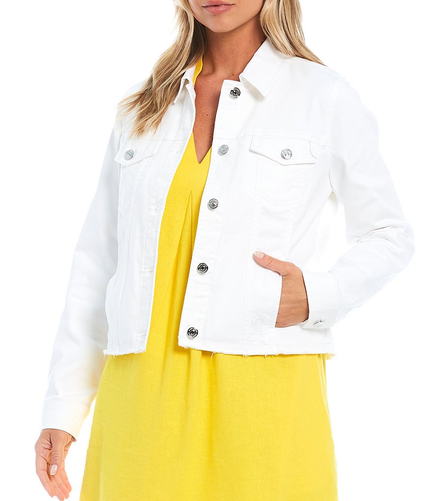 Tommy Bahama Ella Long Sleeve Point Collar Twill Jean Jacket