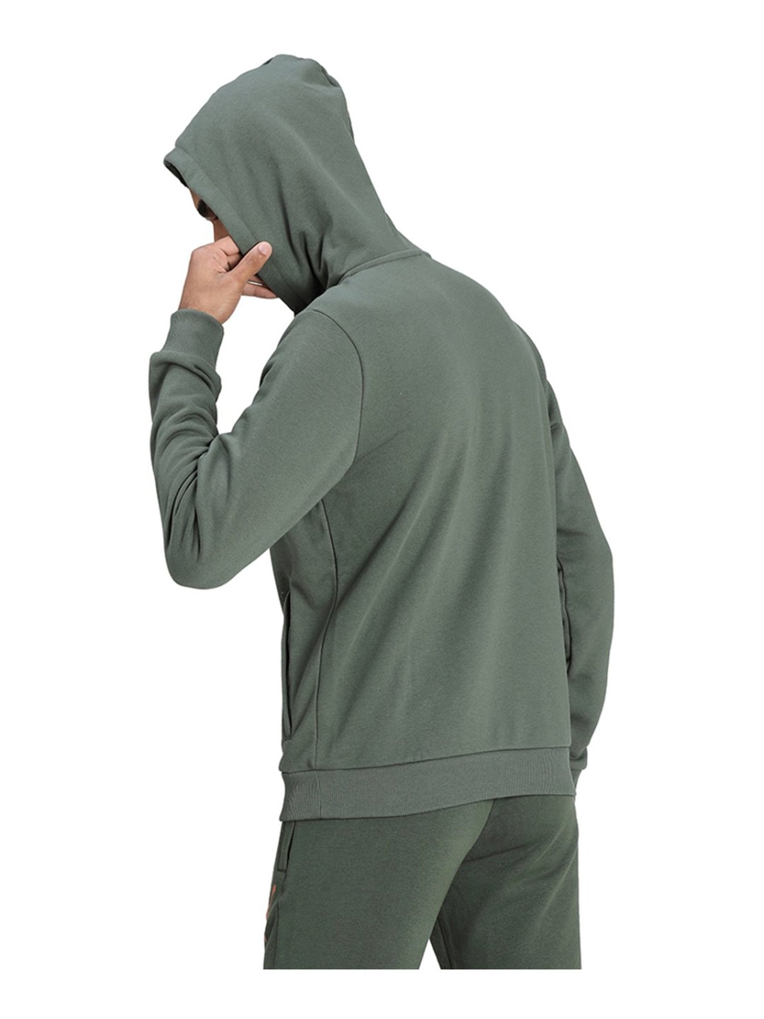 Puma Green Cotton Regular Fit Hooded Jacket