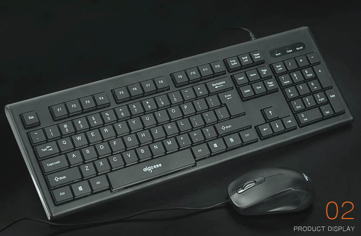 Aigo WQ9500 Ergonomic Design, Cool Exterior Waterproof USB Wired Keyboard And Mouse Combo For Office And Game, Support PC and Laptop - Black/Green