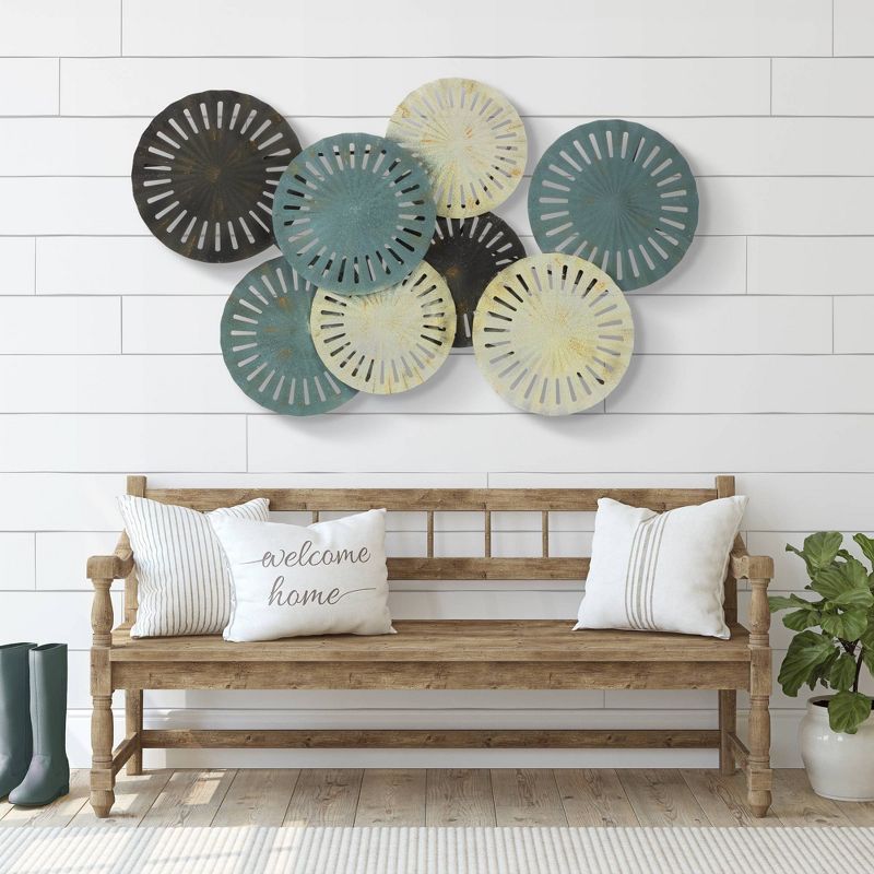 32" x 55" Textured Enamel Painted Metal Plates Wall Decor - Patton Wall Decor