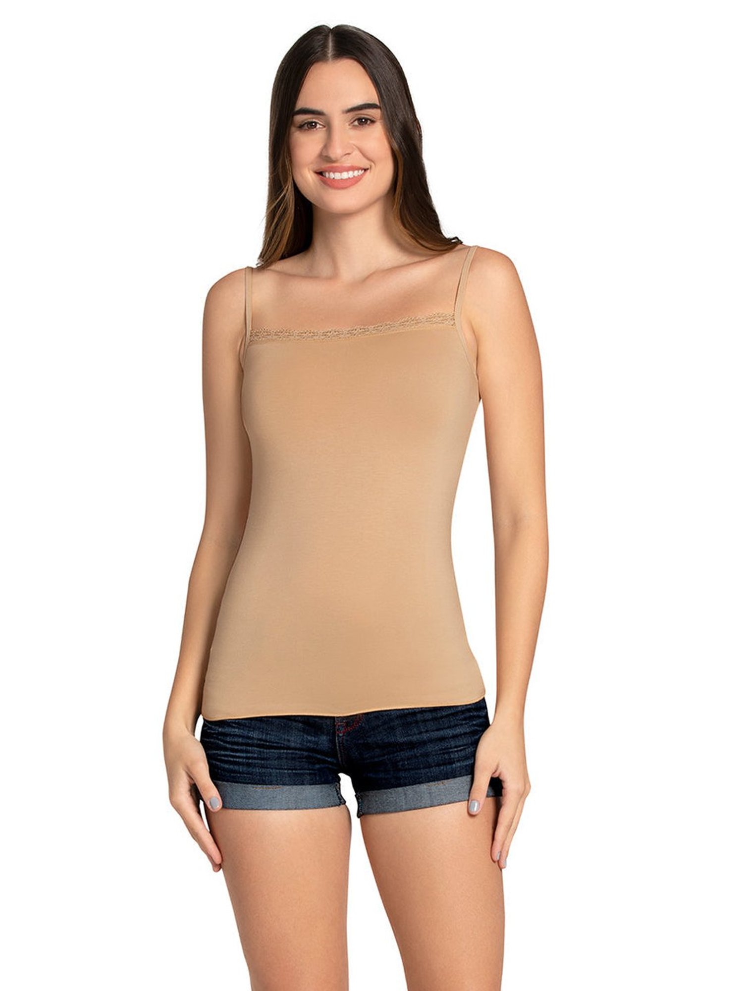 Superstar by Westside White Ribbed Cotton Blend Tank Top