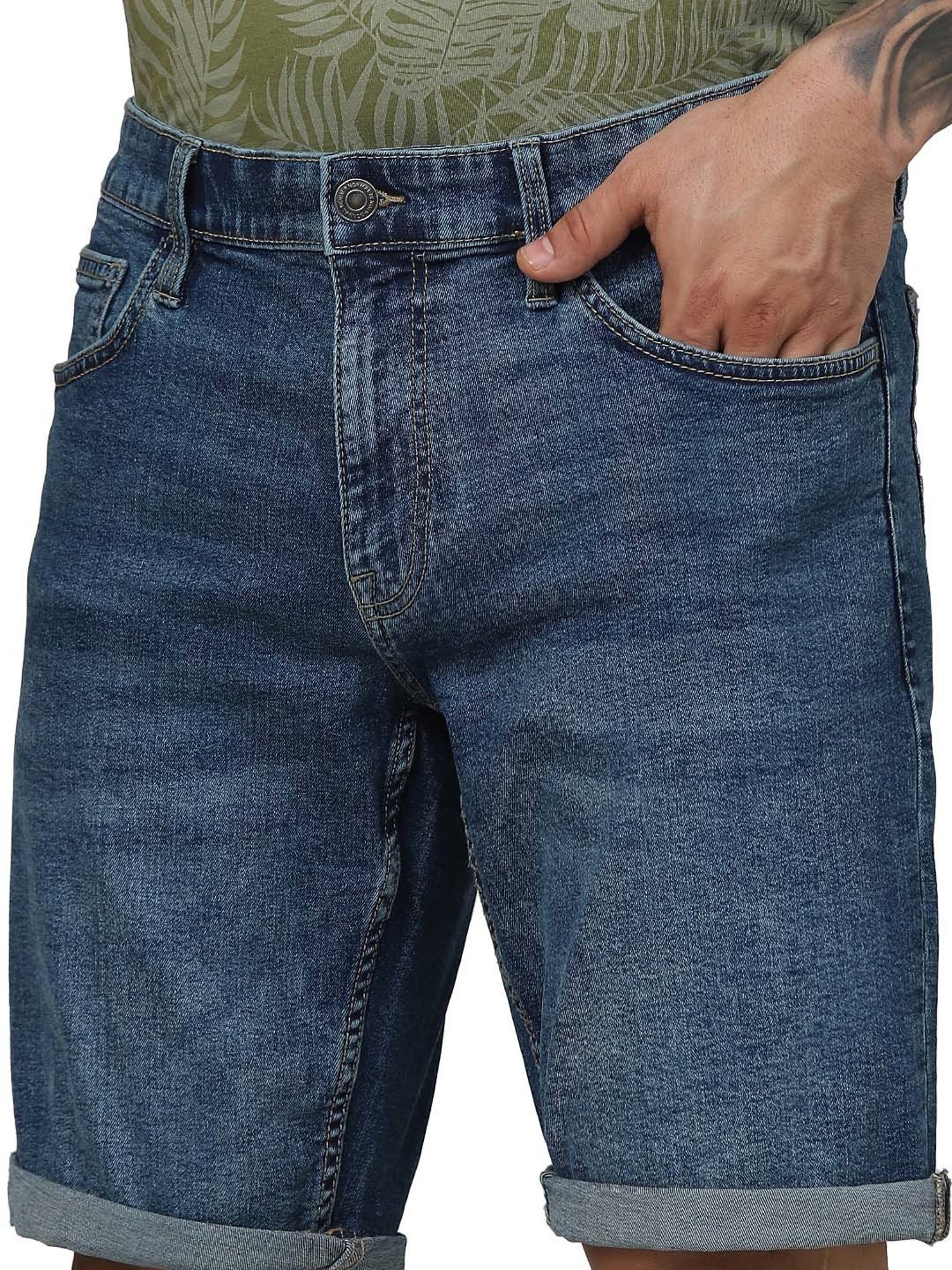 celio* Blue Slim Fit Denim Shorts