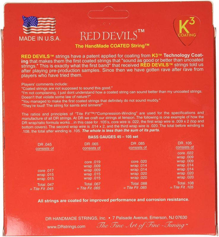 DR Red Devils - Coated - Medium - Bass Guitar Strings