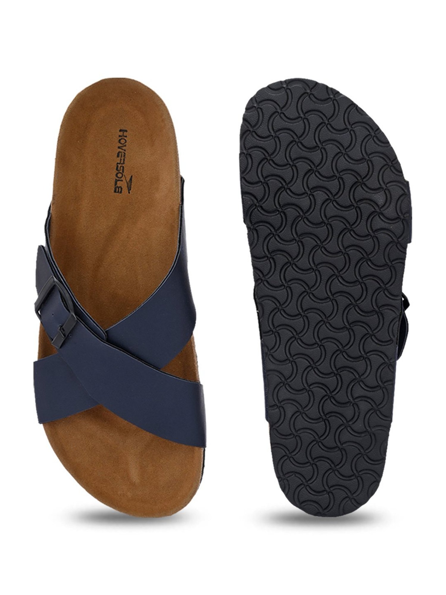 Hoversole Men's Navy Cork Cross Strap Sandals