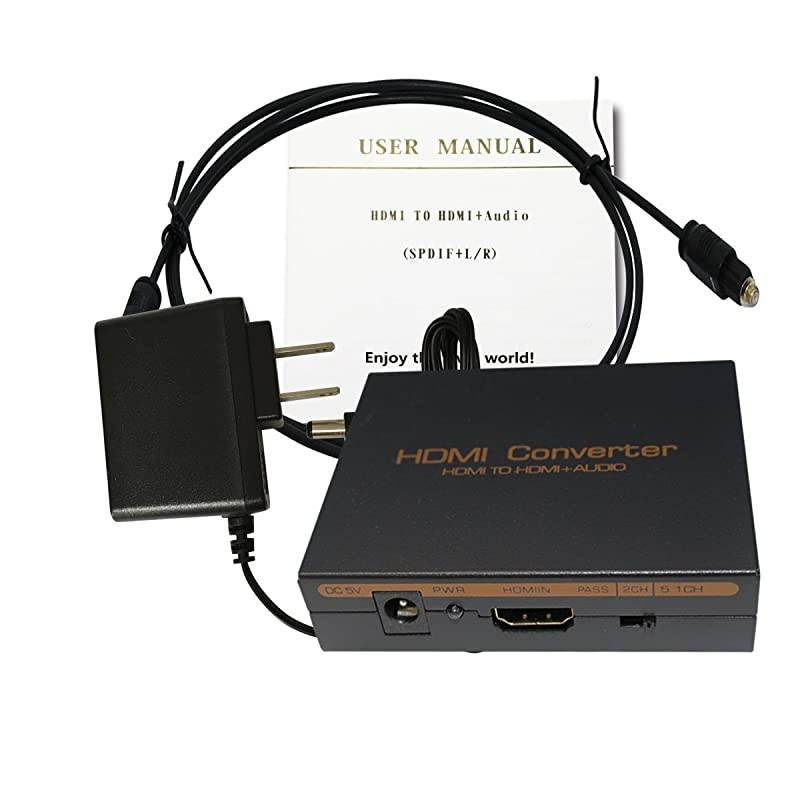 HDMI Audio Extractor HDMI to HDMI + Optical TOSLINK SPDIF + Analog RCA LR Stereo Audio Video Splitter Converter for Bluray Player Xbox PS3 PS4 Support Full HD3D