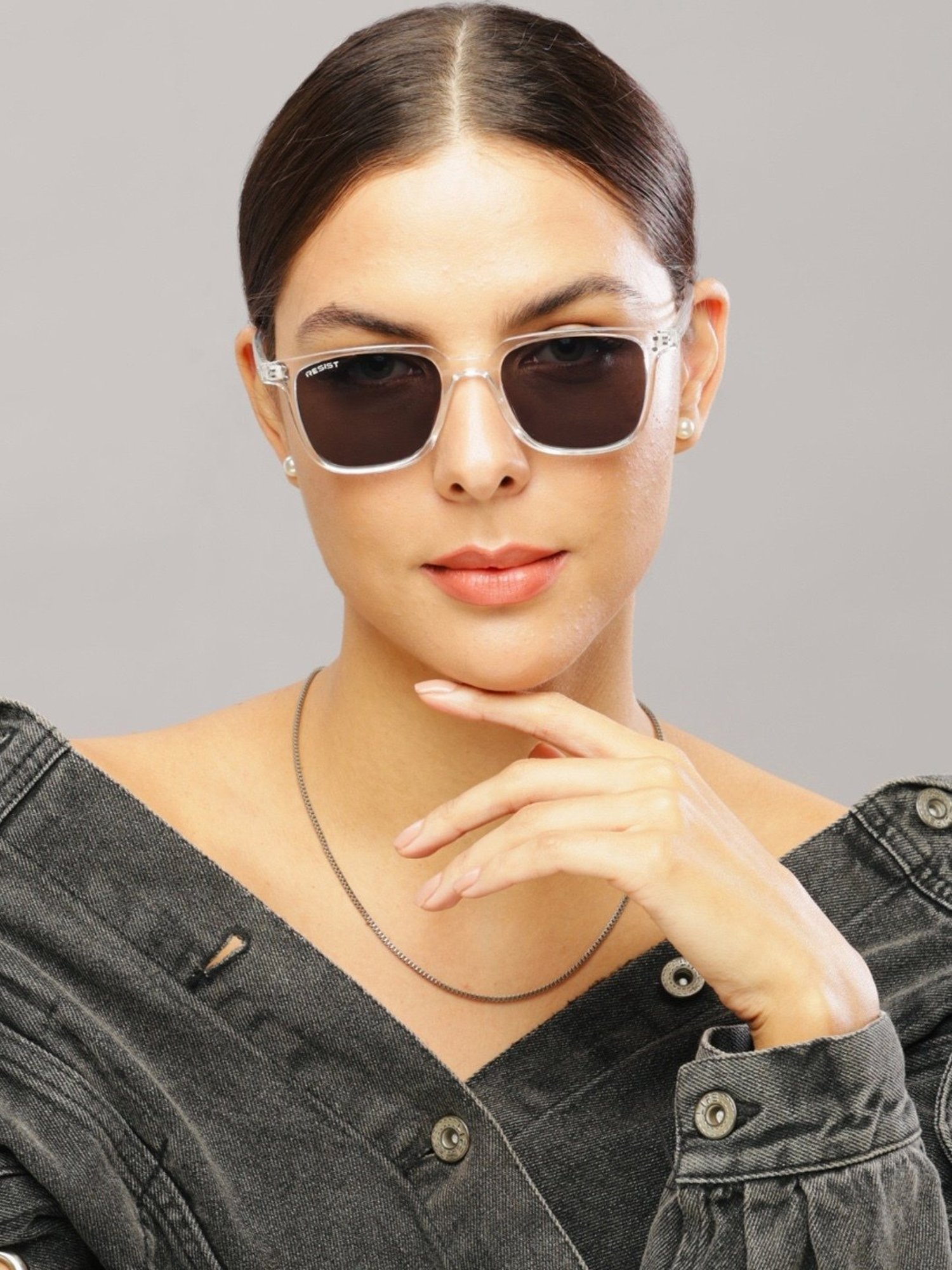 Resist Eyewear Black Wayfarer uv protected Unisex Sunglasses