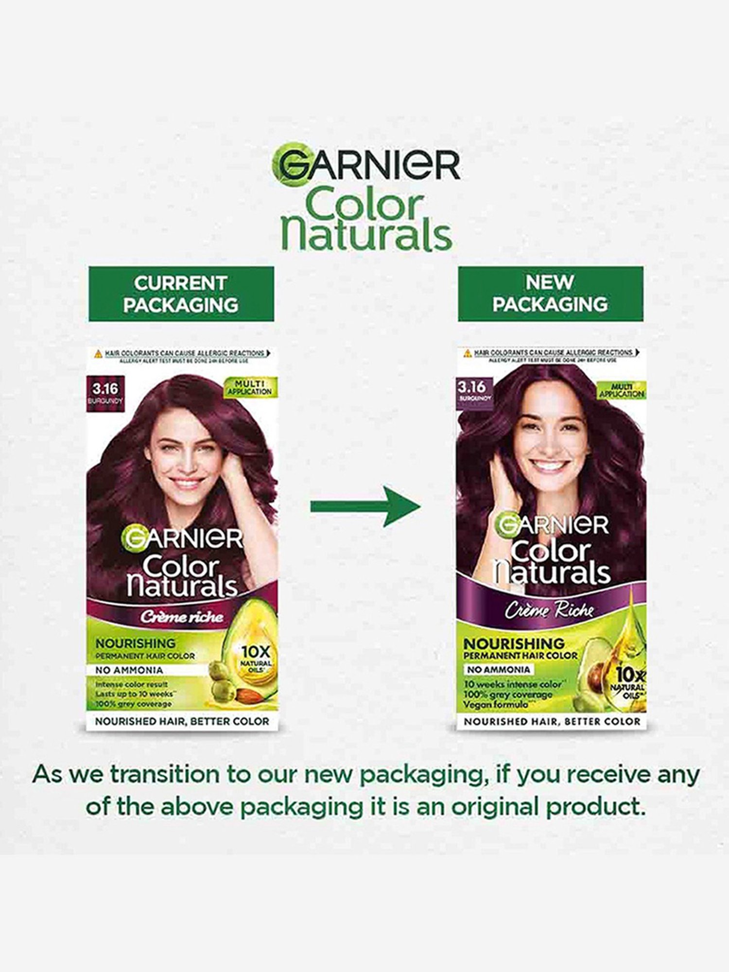 Garnier Color Naturals Creme Hair Color Shade 3.16 Burgundy - 70 ml + 60 gm