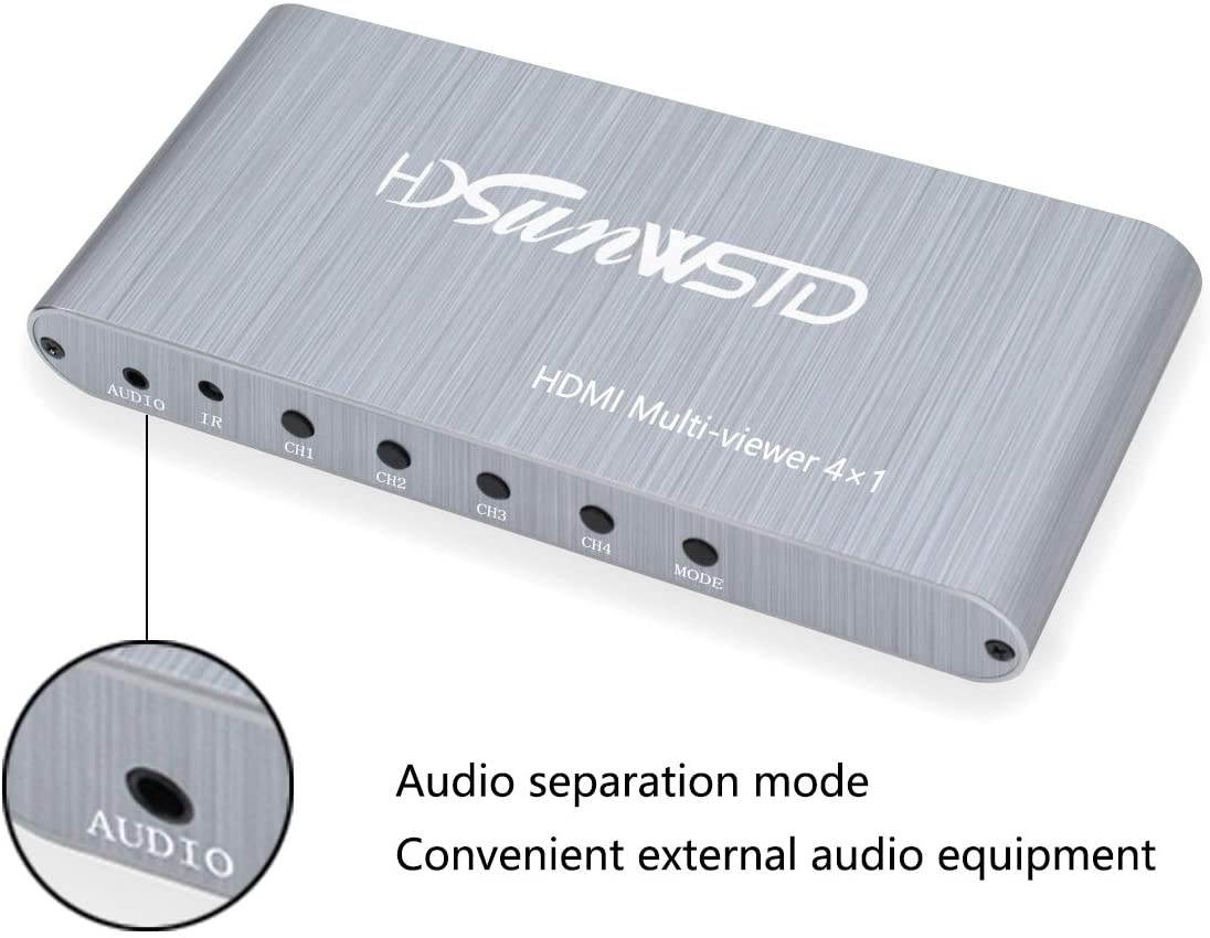 1080P HDMI 4x1 Quad Multi-viewer Segmentation Converter Screen Splitter Compliant with HDMI 1.3a