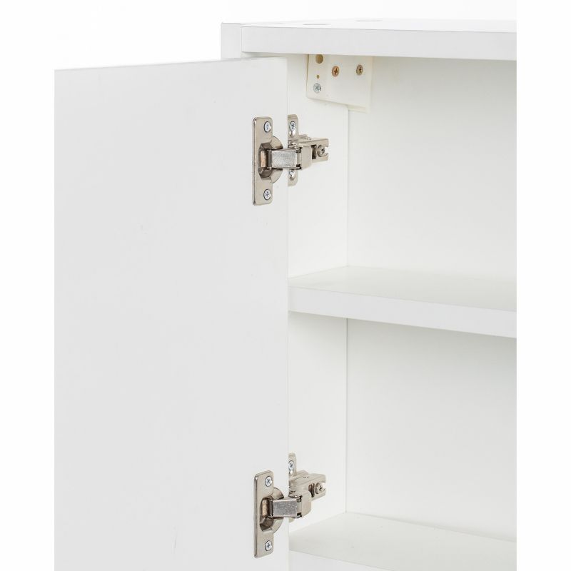 Basicwise White Wall Mounted Bathroom Storage Cabinet, Mirrored Vanity Medicine Chest with 3 Shelves