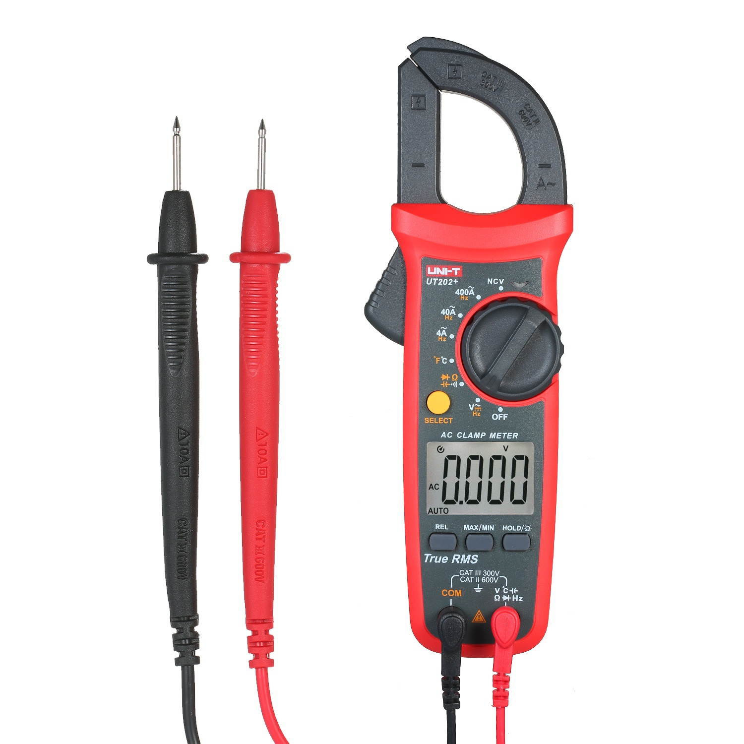 UNI-T UT202+ 4000 Counts Digital Clamp Meter True RMS Multimeter Clamp Ammeter Voltage Meter NCV Test Universal Meter Tester AC Current Clamp Tester -40~1000? Temperature Measurement Relative Value