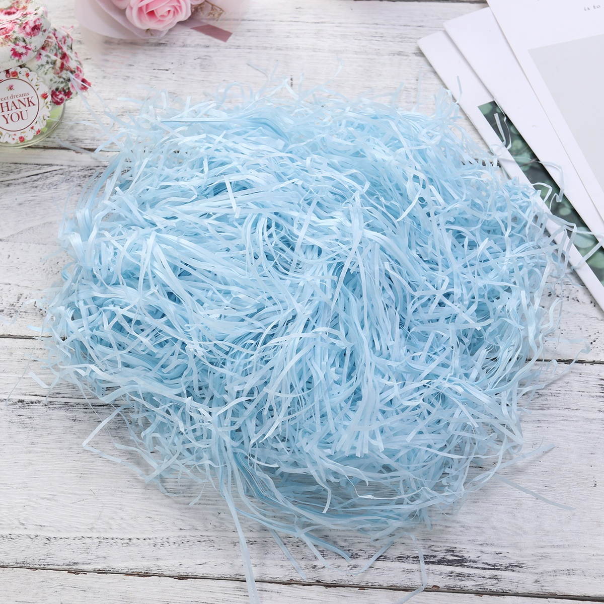 Colored Cut Paper Shred Filler for Gift Wrapping and Box Filling Candy Chocolate Void Filler with Natural Lafite Grass Silk Paper 20G/Bag (White)