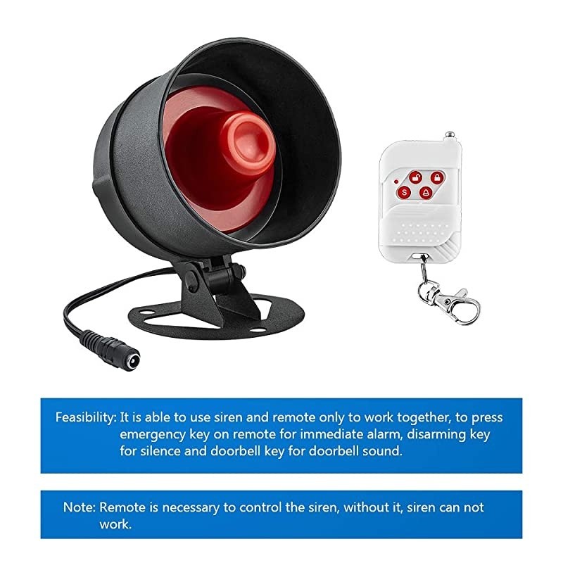 Upgraded Wireless Live Loud Siren Host,Indoor/Outdoor Waterproof Horn up to 115dB for Home Security Alarm System,Can't Work Alone,Have to Work with  Sensors as Home Garage Shed Alarm System