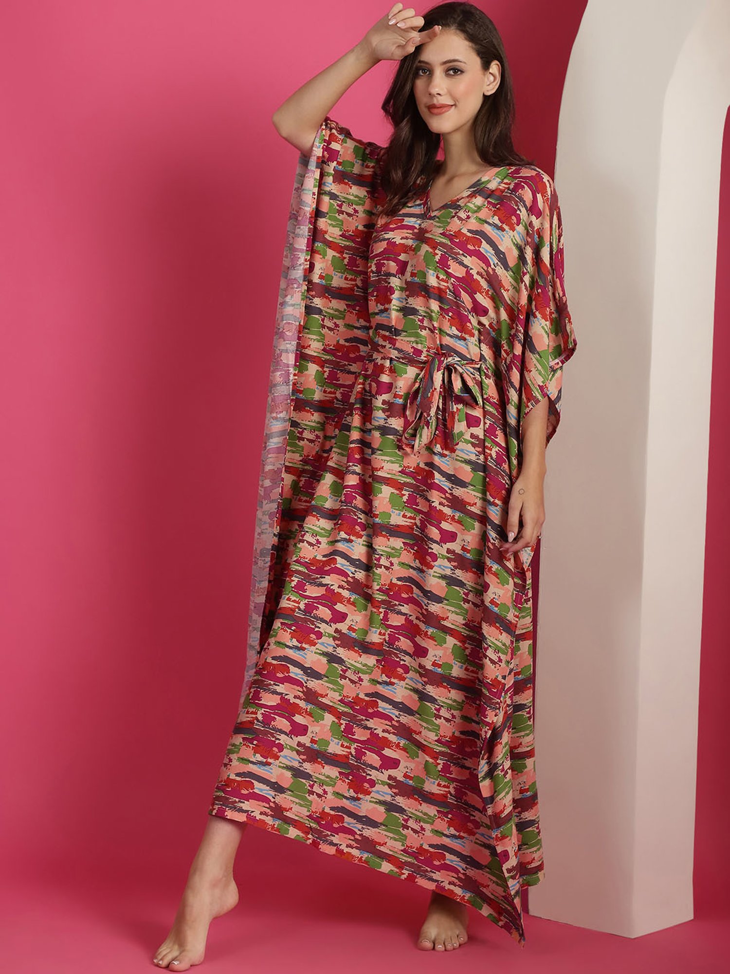 Boston Club Multicolor Printed Kaftan Night Dress