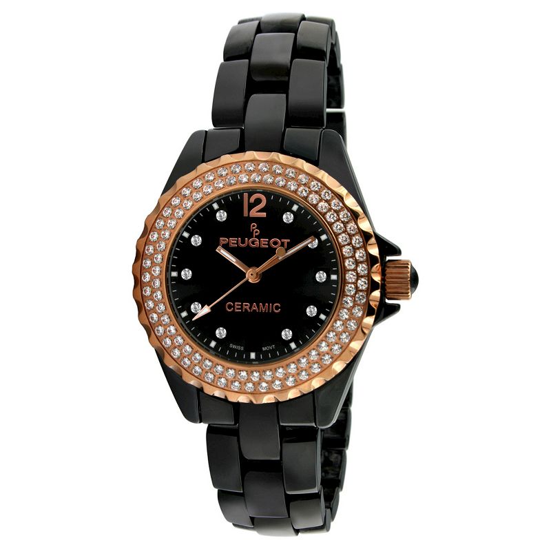Peugeot Women's Black Genuine Ceramic Swiss Watch