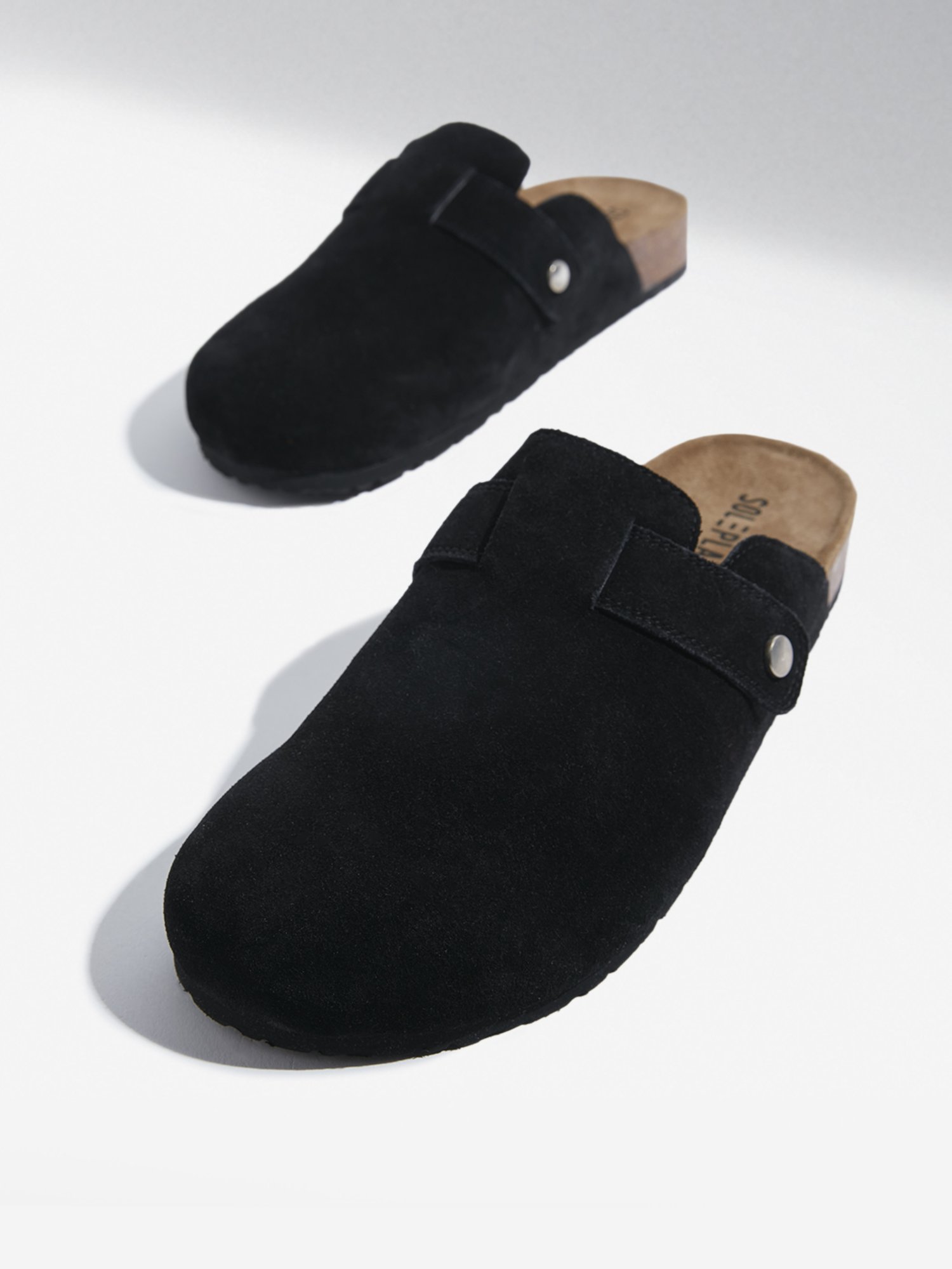 SOLEPLAY by Westside Black Slip-On Leather Sandals