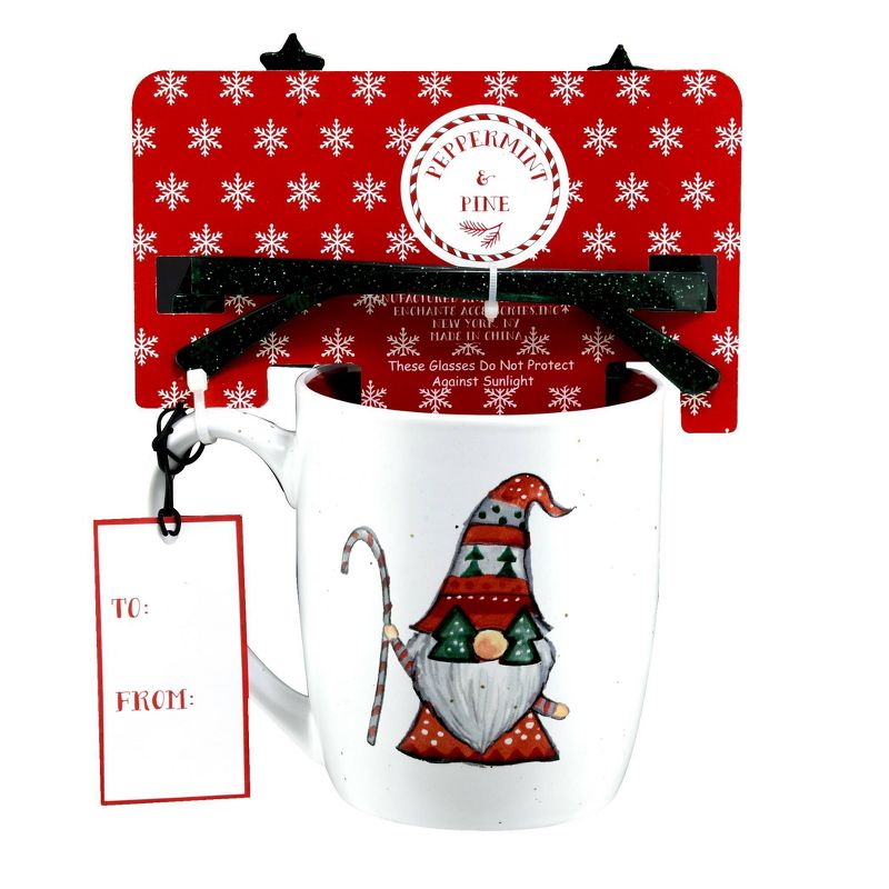 16oz Ceramic Gnome Mug and Sunglass Gift Set - Peppermint & Pine