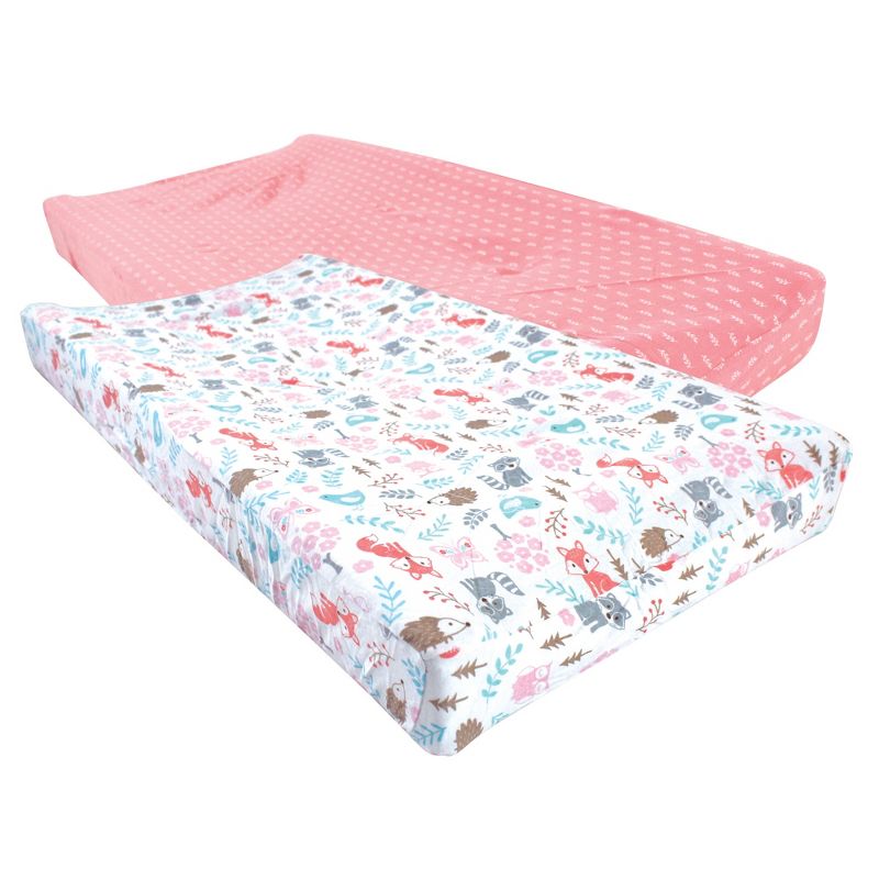 Hudson Baby Infant Girl Cotton Changing Pad Cover, Woodland Fox, One Size