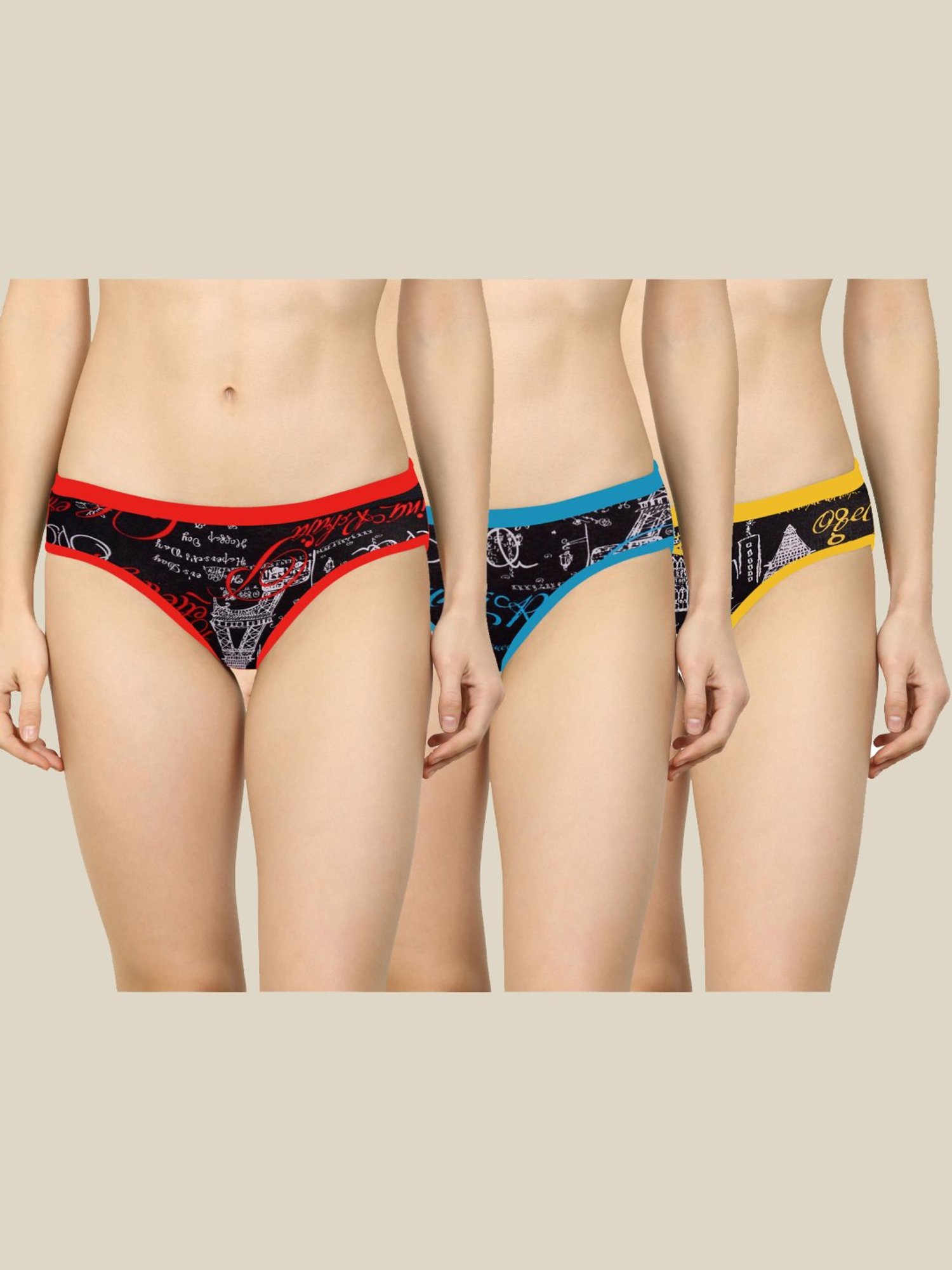 AROUSY Black Printed Hipster Panties - Pack Of 3