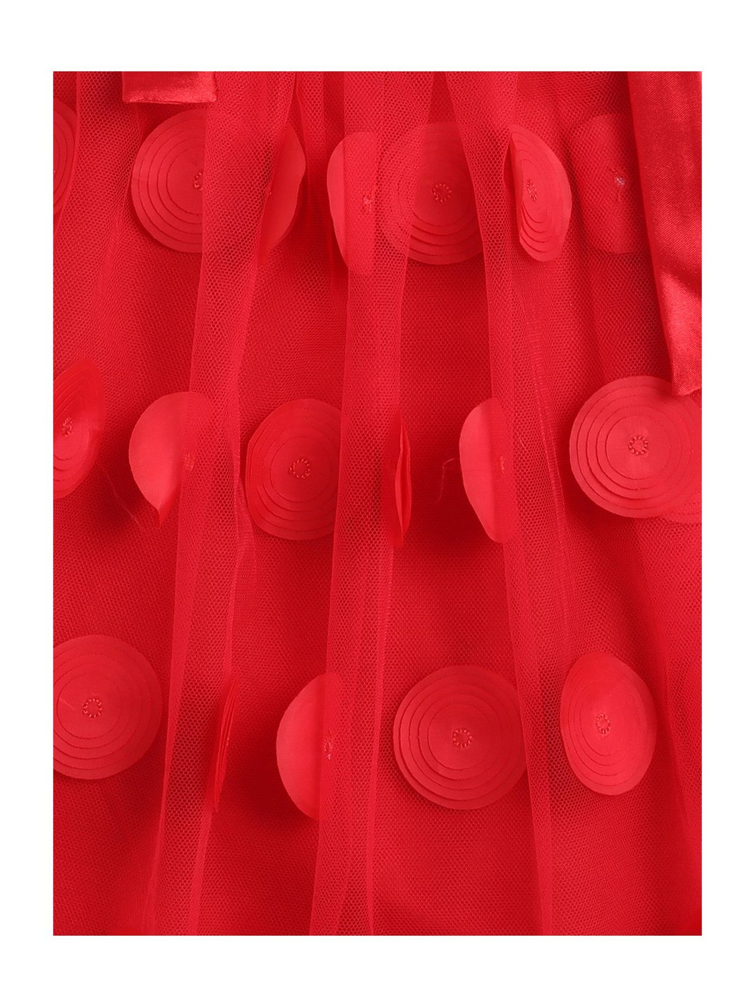 Many Frocks Kids Red Applique Dress