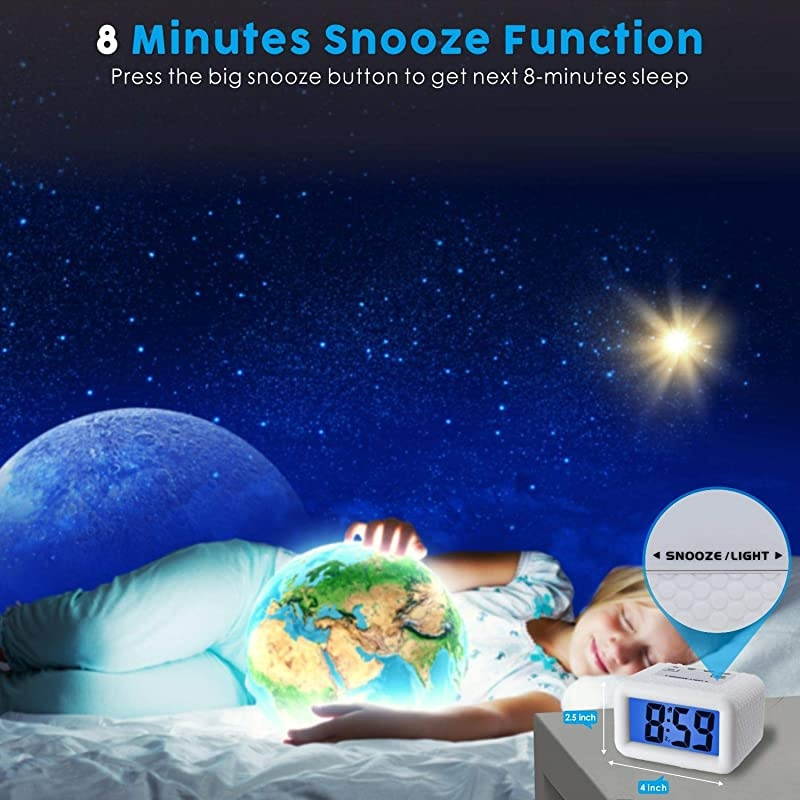 Digital Alarm Clock with Snooze and Nightlight Large LCD Display Travel Alarm Clocks Ascending Sound Alarm and Handheld Sized Good for Kids White