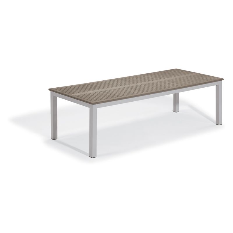103" Travira Rectangular Dining Table with Powder-Coated Aluminum Frame and Tekwood Vintage Top - Oxford Garden