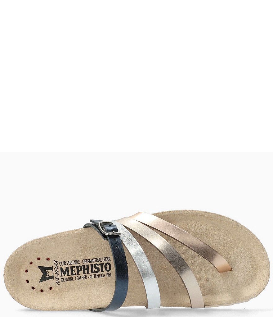 Mephisto Natty 4 Band Mixed Leather Thong Slide Sandals