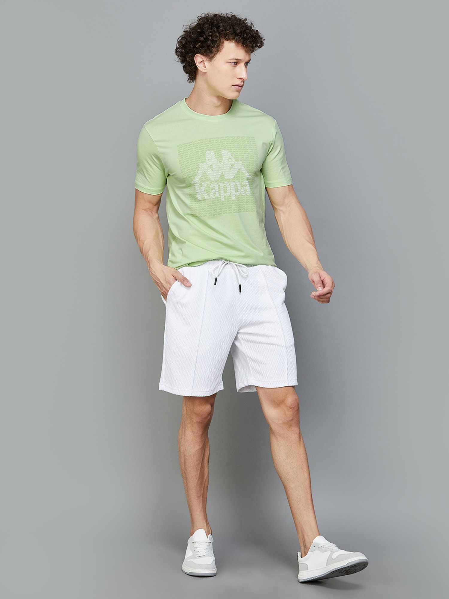 KAPPA Mint Green Regular Fit Graphic Print Crew T-Shirt