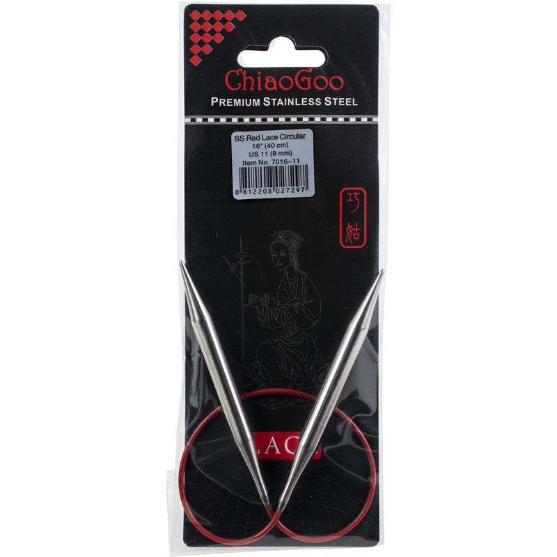 ChiaoGoo Red Lace Stainless Circular Knitting Needles 16"  -Size 11/8mm
