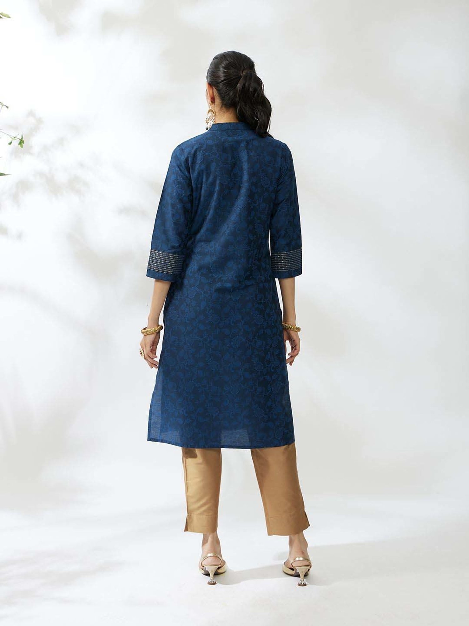 Daali Blue Printed Straight Kurta