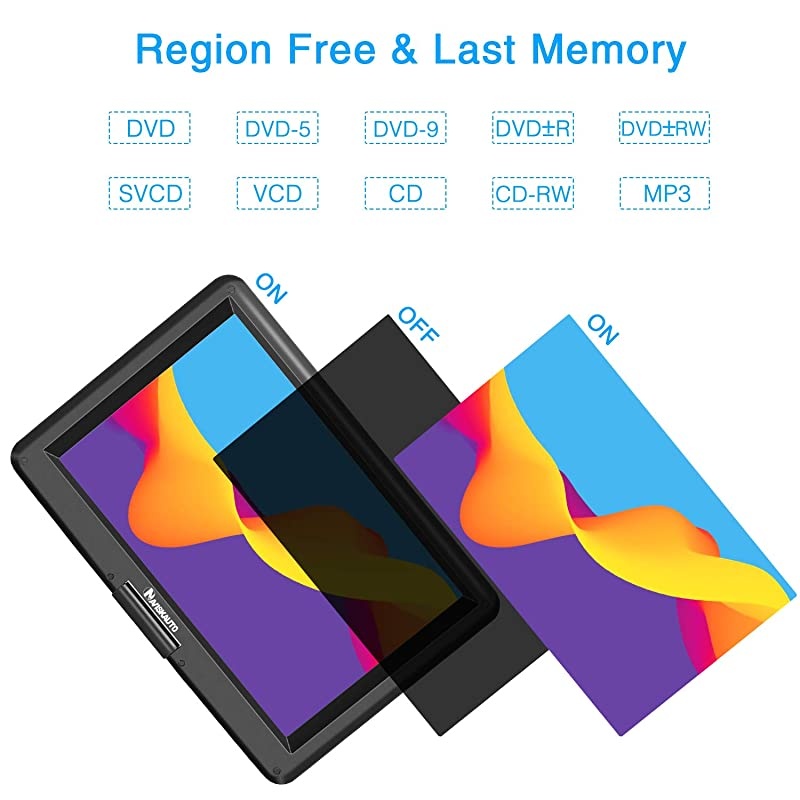 16" Portable DVD Player with HDMI Input Carrying Bag Rechargeable Battery Support 1080P MP4 USB Sync Screen Region Free