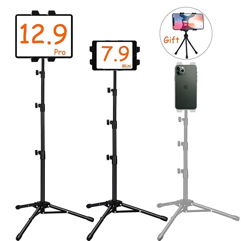 Tripod Mount stand tripodPhone Floor Stand Height Adjustable 20 to 67 Inch Tablet Stand for Pro 129 11 and Others Within 55129 Inch Carrying Case and Mini Stand Includeed
