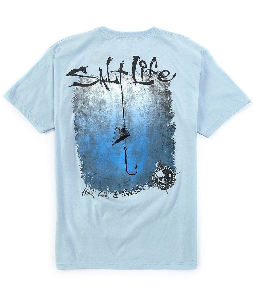 Salt Life Hook Line And Sinker Fade Short-Sleeve Pocket Tee