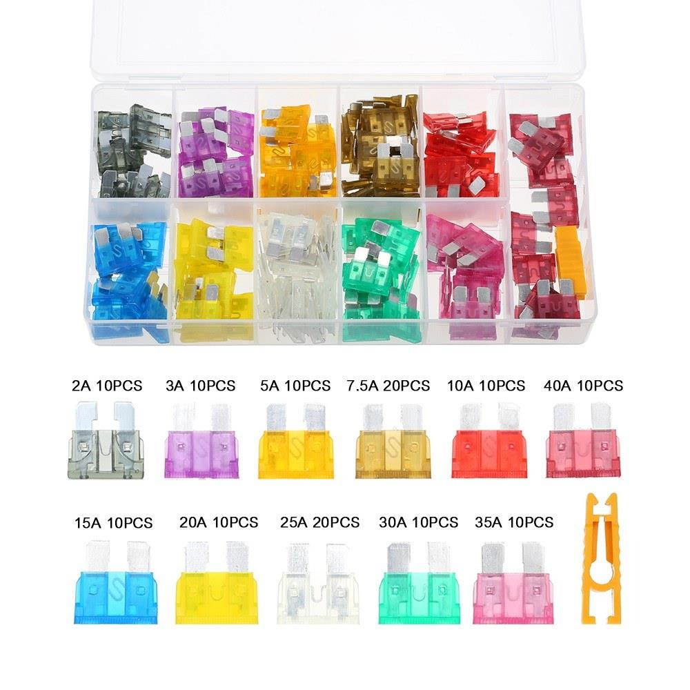 140PCS 2A-40A Automotive Standard Medium Auto Holder Car ATO Plug-in Blade Fuse Assortment Boat Motorcycle Truck Secondary Size Blade Replacement Fuses Kit