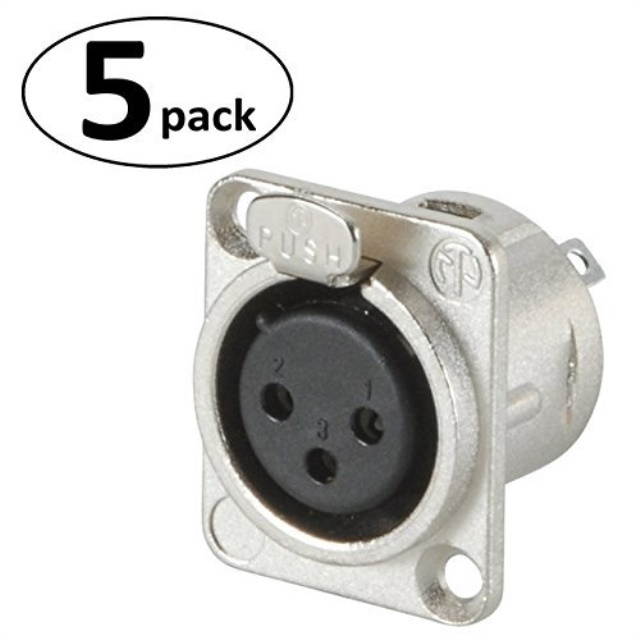 neutrik nc3fdl1 xlr "d" series panel mount female nickel 5 pack