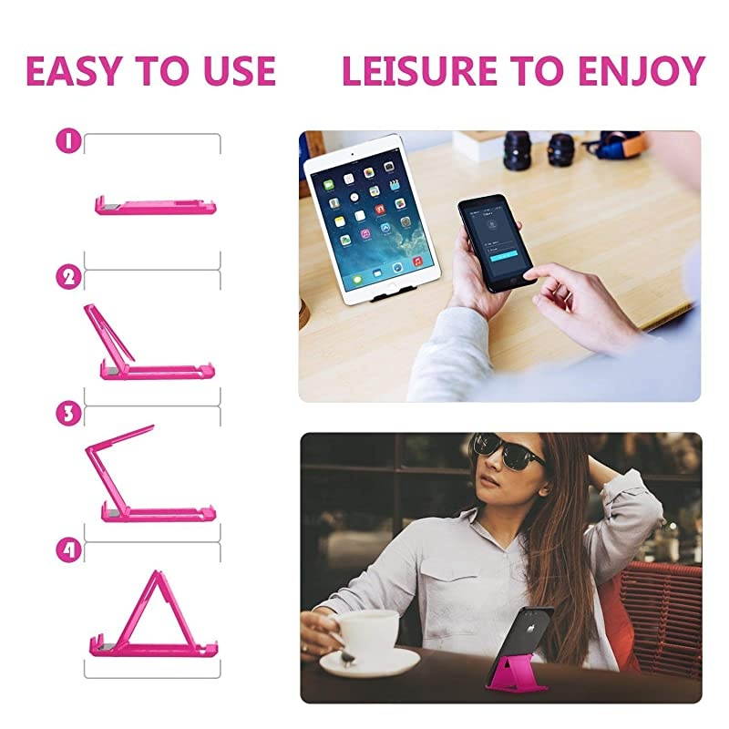 4 Pack Cell Phone Stands, Universal Foldable Tablet Stand Multi-Angle Pocket Desktop Holder Cradle Compatible with iPhone 11 Pro Xs Max X 8 7 6s Plus, All Android Smartphones Tablets (6-10")